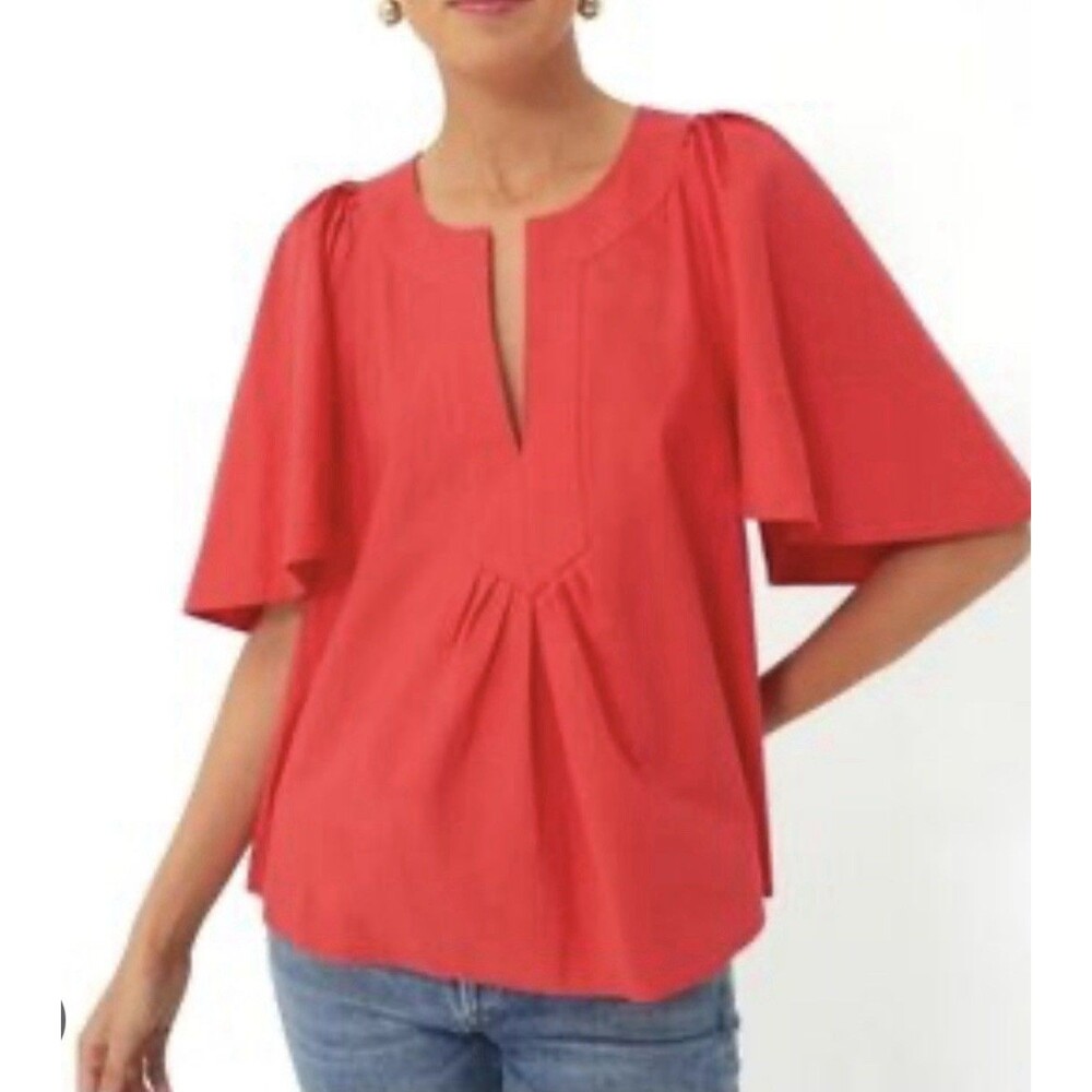 Pomander Place by Tuckernuck Poppy Red Finley Flutter Sleeve Top Small Blouse
